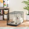 Double-Door Foldable Metal Wire Dog Crate with Divider; Medium; 30"