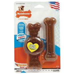 Nylabone Puppy Chew Ring Bone Toy Twin Pack Chicken; 1ea-Medium-Wolf 2 ct