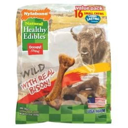 Nylabone Healthy Edibles WILD Natural Long Lasting Bison Flavor Dog Chew Treats Wild Bone; 1ea-SMall-Regular 16 ct