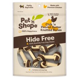 Pet 'N Shape Chik'n Peanut Butter Knotted Bones HideFree Dog Treat 1ea/6 ct