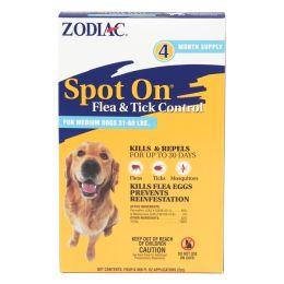 Zodiac Flea and Tick Spot On for Dogs Medium 31-60 Pounds 4 Pack