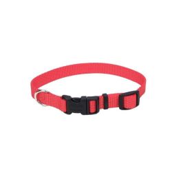 Coastal Adjustable Nylon Dog Collar with Plastic Buckle Red 5-8 in x 10-14 in