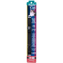 Safe Cat Adjustable Snag-Proof Nylon Breakaway Collar Black 3-8 in x 8-12 in