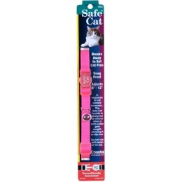 Safe Cat Adjustable Snag-Proof Nylon Breakaway Collar Neon Pink 3-8 in x 8-12 in