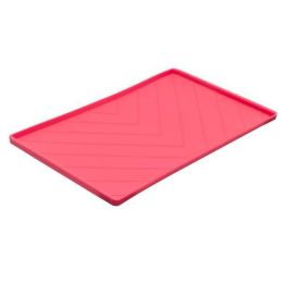 Messy Mutts Dog Silicone Mat Metal Rods Red Medium