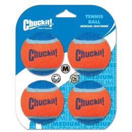 Chuckit! Tennis Ball Dog Toy Shrink Sleeve Blue; Orange Medium 4 Pack