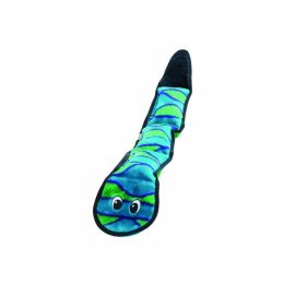 Outward Hound Invincibles Dog Toy Snake 3 Squeakers Blue-Green Large