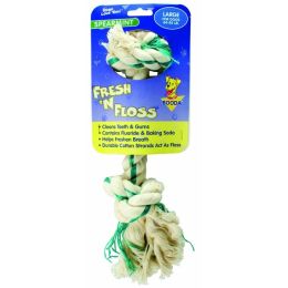 Booda Fresh N Floss 2-Knot Rope Bone Dog Toy Spearmint 2 Knots Rope Bone Green Large