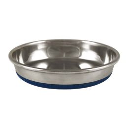 OurPets Premium Rubber Bonded Stainless Steel Cat Bowl Silver 12 oz