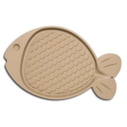 Loving Pets Spill-Proof Fish Shaped Cat Mat Tan