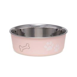 Loving Pets Classic Dog Bowl Paw Print and Bone Paparazzi Pink Large