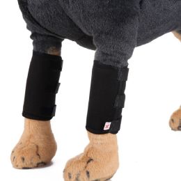 Pet Front Leg Brace Dog Leg Compression Wrap Canine Joint Pain Protection Sleeve with Reflectorize Strip (Color: black)