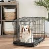 Double-Door Folding Metal Wire Dog Crate with Divider; Large; 36"