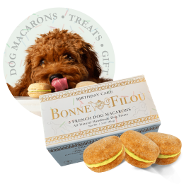 Dog Macarons - Count of 3 (Dog Treats | Dog Gifts) (Flavor: Birthday Cake)