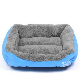 Washable Pet Dog Cat Bed Puppy Cushion House Pet Soft Warm Kennel Dog Mat Blanke (Color: Blue, size: M)