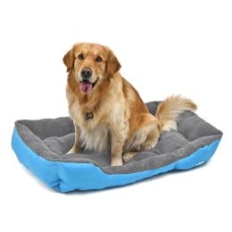 Washable Pet Dog Cat Bed Puppy Cushion House Pet Soft Warm Kennel Dog Mat Blanke (Color: Blue, size: S)