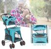 Portable Folding Dog Stroller Travel Cage Stroller for Pet Cat Kitten Puppy Carriages - Large 4 Wheels Elite Jogger